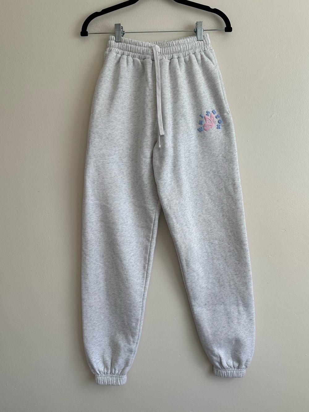 White Fox Heather Grey Sweatpants Joggers Butterfly Logo size XXS